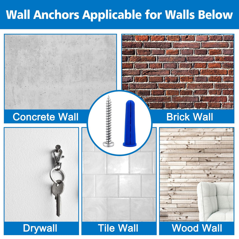 [Australia - AusPower] - Conical Concrete Wall Anchors and Screws Assortment Kit, 228 Pcs Masonry Anchors with 3PCs Drill Bit,114 Brick Wall Anchors and 114 Self Tapping Screws, Blue 