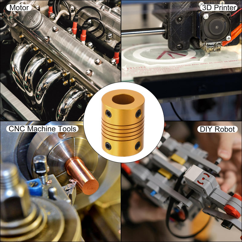 [Australia - AusPower] - uxcell 5 Pcs 5mm to 10mm Aluminum Alloy Shaft Coupling L25xD20 Flexible Coupler for Encoders and Motors,Golden 