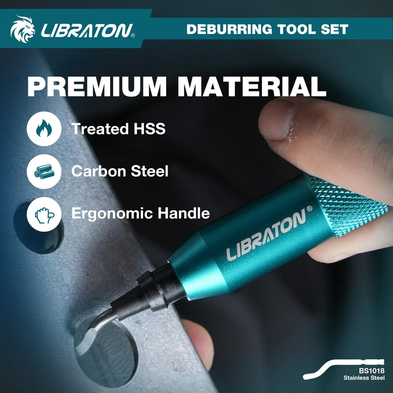 [Australia - AusPower] - LIBRATON Deburring Tool, Countersink Hand Reamers, with 10 HSS Blades, 360 Degree Swivel Hand Debur Tool for Metal, Resin, PVC, Copper, Plastic, 3D Printing, Wood, Deburring & Chamfering Reamer Tool 
