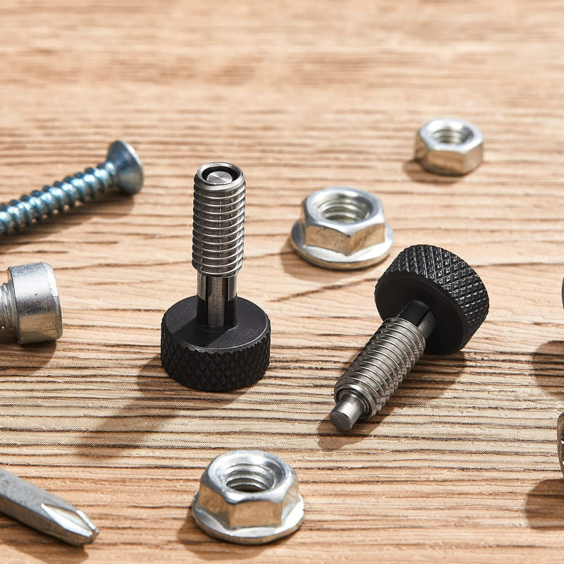 [Australia - AusPower] - Hand Retractable Spring Plunger with Knurled Handle Stainless Steel Lock M6 Quick Release Pins for Rolling Toolbox, 1/4''-20 Thread Size 0.500'' Thread Length Without Patch (Black, 2 Packs) Black 