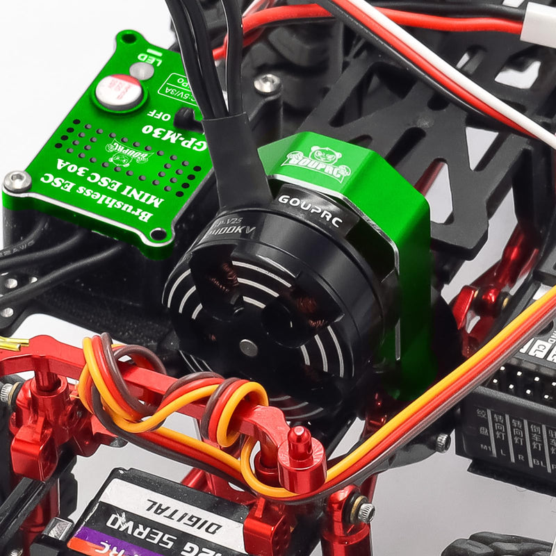 GOUPRC 30A Brushless ESC & 2204 2400KV Brushless Outrunner Motor with Mount Combo Kit for SCX24 Axial 1/24 Remote Control Crawler Truck Car Green With Motor Mount