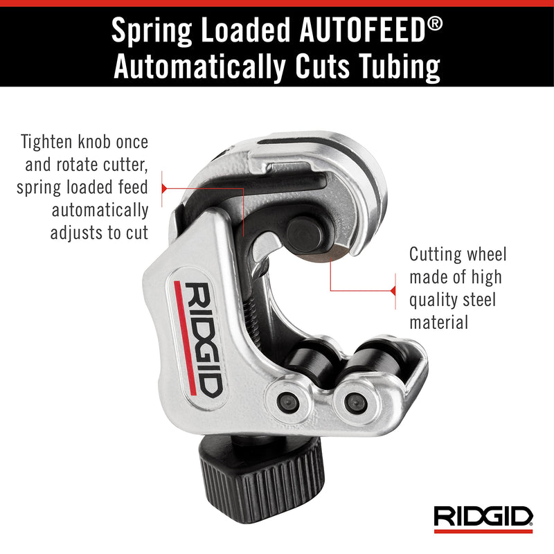 [Australia - AusPower] - RIDGID 86127 Model 118 Close Quarters AUTOFEED 1/4" to 1-1/8" Copper, Aluminum, Brass, and Plastic Tubing Cutter 