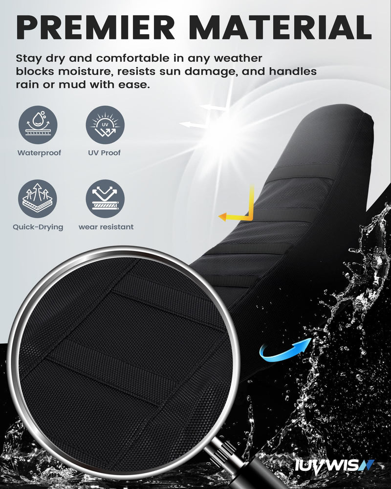 Motorcycle Soft Seat Cover Gripper Non-Slip Seat Cover Universal for Dirt Pit Bike Dual Sport Enduro Motocross Black