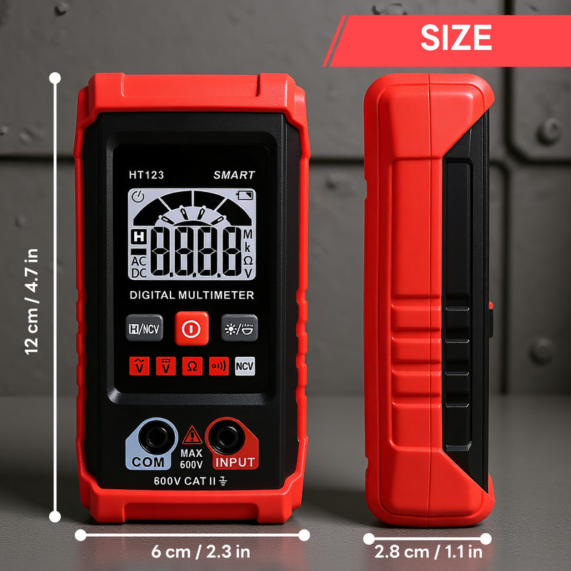 [Australia - AusPower] - HT123 Digital Multimeter, Automatic AC DC Voltmeter, Non Contact Voltage Tester, Smart Voltage Resistance Tester Multi Meter, Auto-Ranging, Sound & Light Alarms 