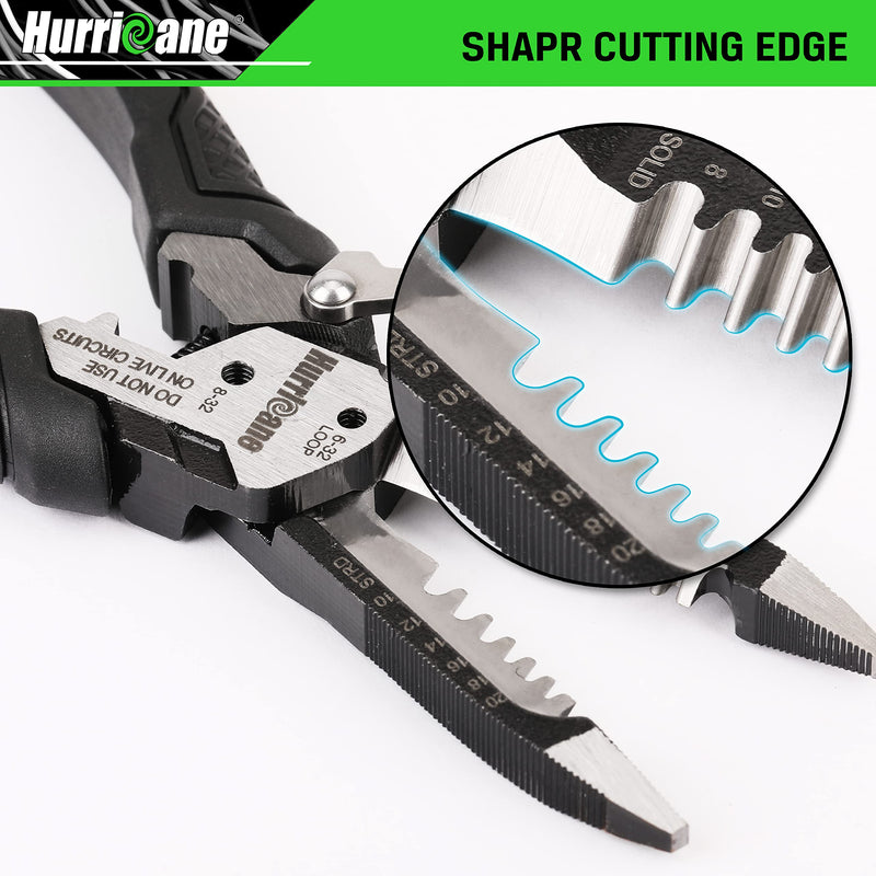[Australia - AusPower] - HURRICANE 6-in-1 Wire Stripper Tool, Wire Strippers, Crimping Tool, Wire Cutter Stripping Tool, Multifunctional Electrical Pliers for Cable Stripper, Wire Crimper(8-18 AWG Solid, 10-20 AWG Stranded) VX-8WYW-MRM3 