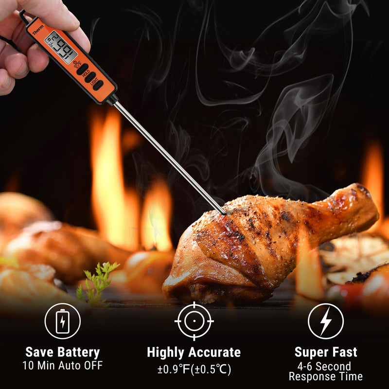 [Australia - AusPower] - 3-in-1 Bundle! ThermoPro 2-Pack Oven Thermometer for Gas Oven, 100-600°F Smoker Temperature Gauge, ThermoPro TP01A Digital Meat Thermometer for Cooking Candle Liquid Deep Frying Oil Candy 