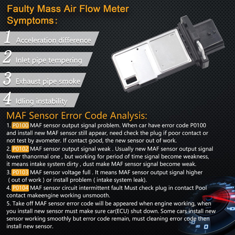 Mass Air Flow Sensor Maf Meter for Nissan Altima 04-14 / Armada 05-15 / Pathfinder 05-14 & Infiniti EX35 08-12 / Q45 05-06 & Suzuki Equator 09-12 & More Replace OE 22680-7S00A 22680-7S000