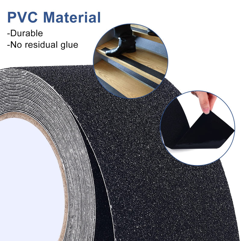 Grip Tape 3 Inch x 33 Ft, Heavy Duty Anti Slip Tape for Stairs, Strong Friction Non Skid Tape with Emery, Waterproof Grip Tape for Indoor, Outdoor, Step Treads, Black