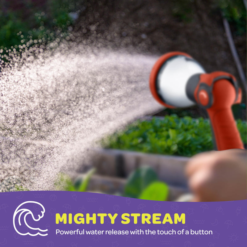 [Australia - AusPower] - Hose Nozzle [Red] Heavy Duty Hose Sprayer With 10 Adjustable Watering Patterns. Thumb Control Design, Comfortable Ergonomic Grip, Garden Hose Nozzle for Watering Plants & Lawns/Fun showers/Cleaning 1 Red 
