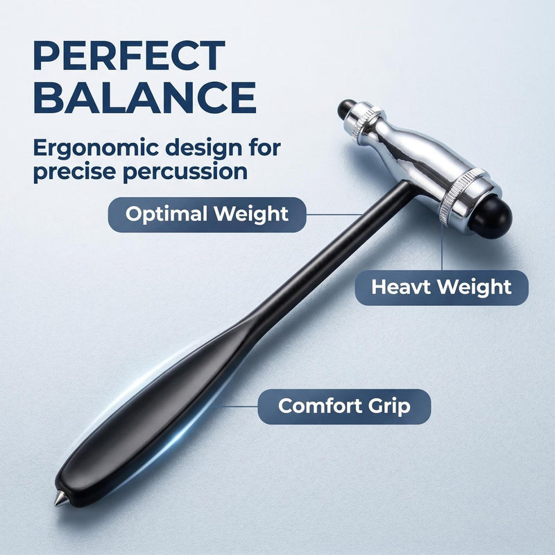 Tromner Neurological Reflex Hammer Precision Reflex Diagnostic Tool Made of Stainless Steel with Double-Sided Rubber Head, Perfect for Skin Muscle Reflexes, Clinical Examination Surface Reactions