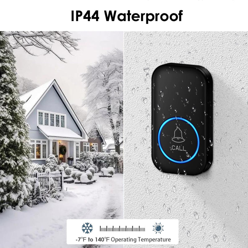 Caregiver Pager, FullHouse Wireless Call Button 1000+ Feet, SOS Alert Nurse Calling Elderly Fall Help System for Patient/Disabled Monitoring at Home, IP55 Waterproof 1 Call Button + 1 Plug-In Receiver Black