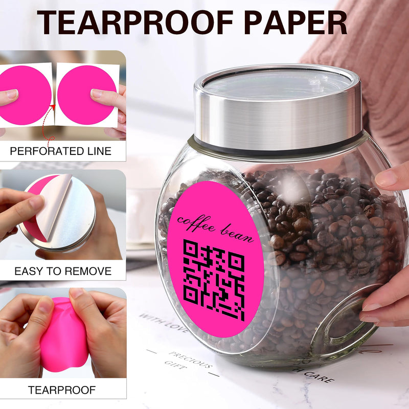 PARLAIM Round Thermal Labels 3 Inch Fluorescent Pink, 500PCS Circle Direct Thermal Printer Sticker for Home Business Bottle DIY Design, QR Code, Name Tag, Moving Box Address Label 3 x 3 inch