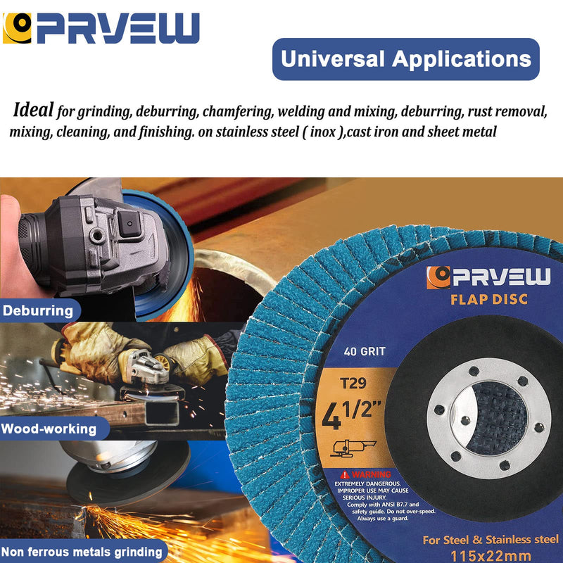 [Australia - AusPower] - Flap Discs 4 1/2 Inch, 5-Pack 4.5" x 7/8" T29 Premium Zirconia Abrasive Grinding Wheels, 40/60/80/120 Assorted Grits Flap Sanding Disc for Metal,Stainless Steel 40/60/80/120 Grit Assorted 