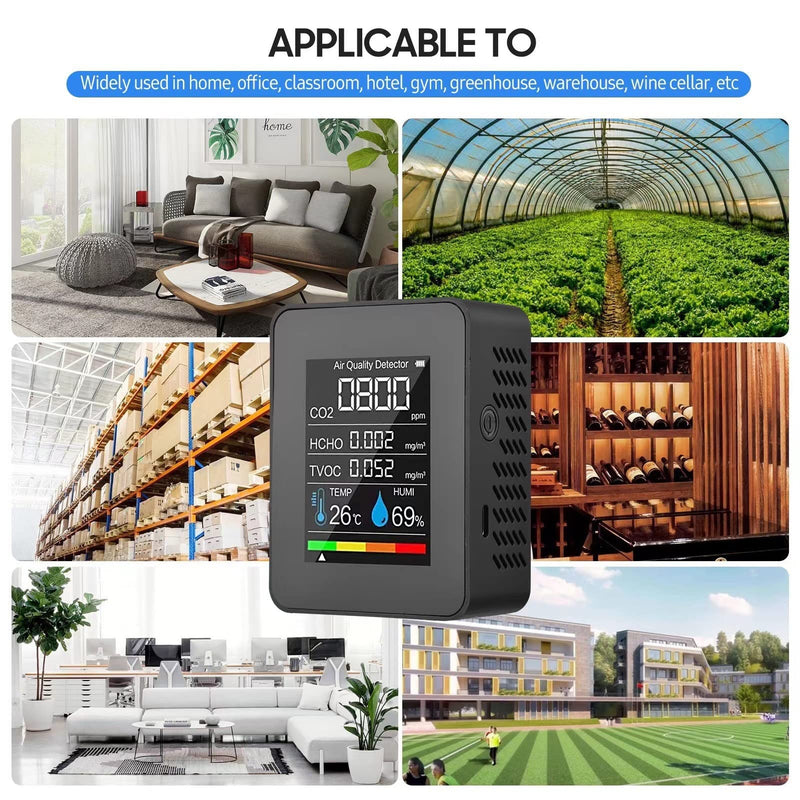 [Australia - AusPower] - Newentor Meters CO2 Carbon Dioxide Detector LCD Temperature Humidity Air Quality Meter Indoor Tester Three Measuring Modes Monitors for Travel Home Grow Room 
