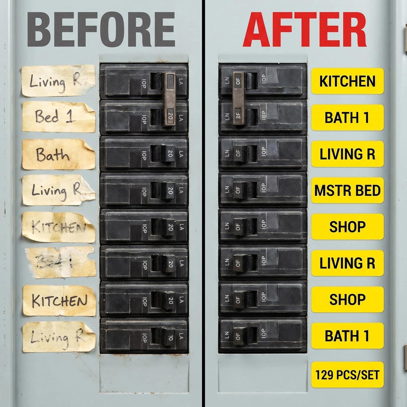 Premium Durable Circuit Breaker Labels, 129 Waterproof Fuse Box Stickers, Easy to Read and Install