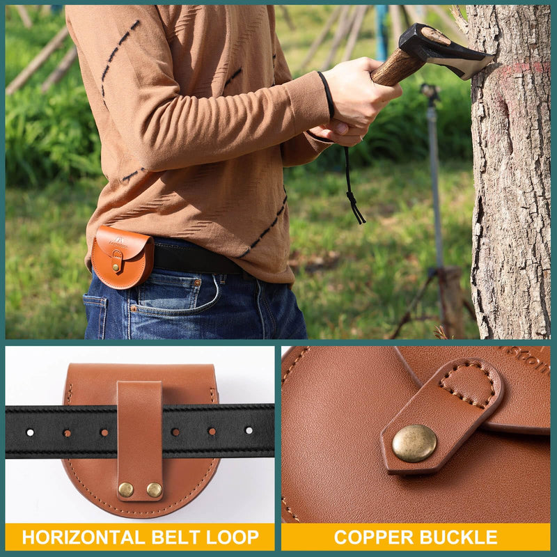 [Australia - AusPower] - Angerstone Axe Sharpener - Multipurpose Axe/Hatchet Sharpening Stone - Whetstone Blade & Tool Sharpener, Dual Grit 180/320 Sharpening Puck with Leather Sheath small 