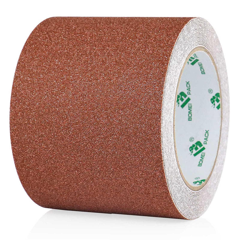 BOMEI PACK Anti Slip Traction Tape, 4 Inch x 16 Foot - Best Grip, Friction, Abrasive Adhesive for Stairs, Tread Step, Indoor, Outdoor (4" X 16') (Brown) Brown