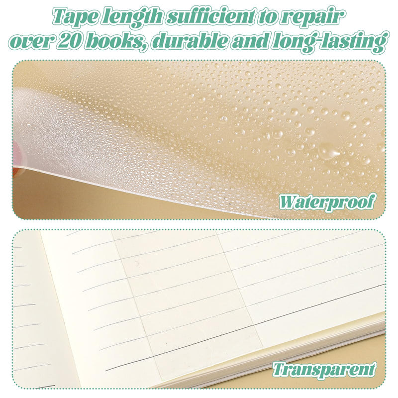 Archival Safe Book Repair Tape, Safe Acid-Free Bookbinding for Broken Pages Strong Adhesive Clear Tape Waterproof Books Binding Tapes for Libraries Old Books Broken Pages(1.77 Inch x 16.4 Feet)