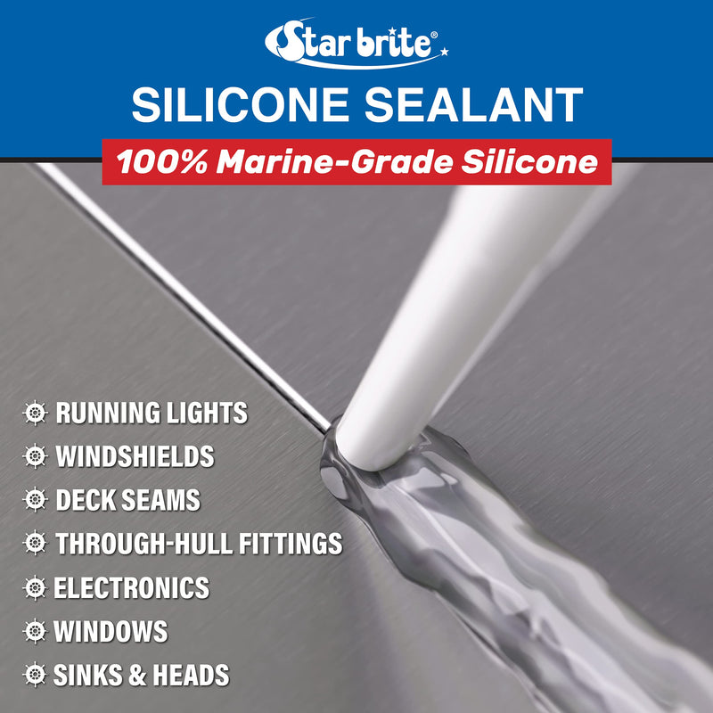 [Australia - AusPower] - STAR BRITE Marine Silicone Sealant - Waterproof, Durable, UV Resistant, for Fiberglass, Metal, Wood, Glass, Ceramic & More - White 2.8 OZ. (082101) 