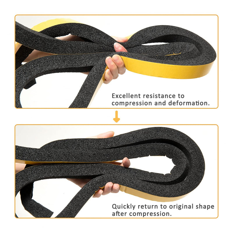 [Australia - AusPower] - YoleShy Window Air Conditioner Foam Tape 2 Pcs 1 Inch Wide x 1 Inch Thick Weather Stripping Door Seal Strip for Insulation, Weatherstrip, Gap Blocker,Total 13 Feet Long(6.5ft x 2 Rolls) 1in x 1in x 13FT/Black 
