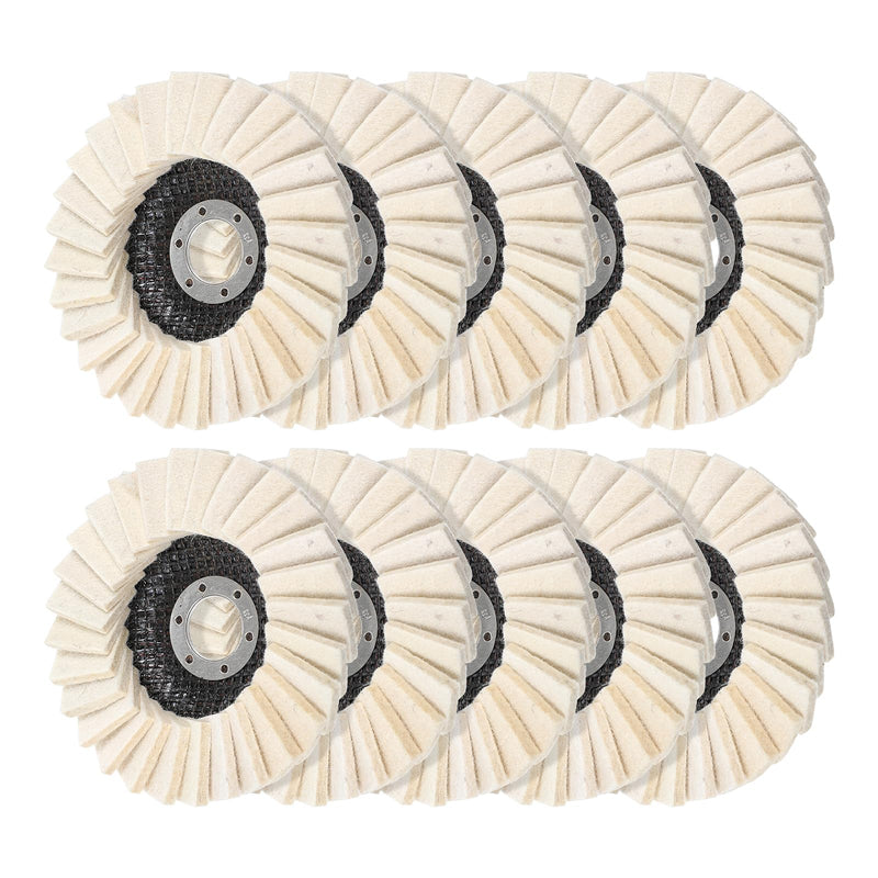 [Australia - AusPower] - Dimeho 10 PCS Wool Polishing Wheel Disc 4-1/2" x 7/8" Felt Flap Disc Stone Buffing Pad 4.5 Inch Polishing Flap Pads for Angle Grinder Metal Marble Furniture Car Wax Surface Finishing Restoration 
