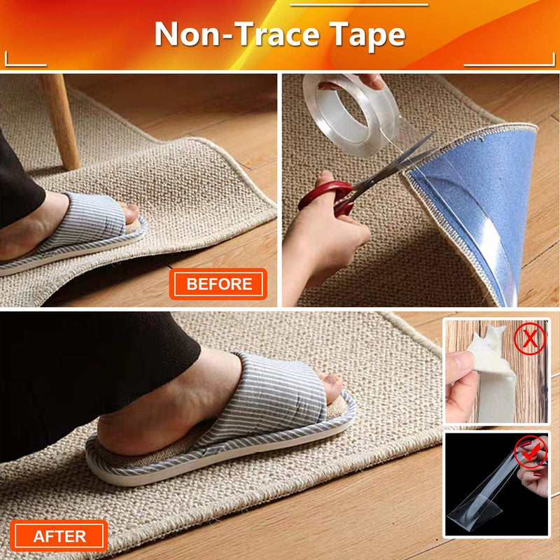 Nano Adhesive Tape, Double Sided Tape Heavy Duty, Nano Tape,Multipurpose No-Trace Removable Glue Tape,Washable Strong Sticky Wall Tape Strips for Paste Items,Household (5M/16.4FT) 5M/16.4FT