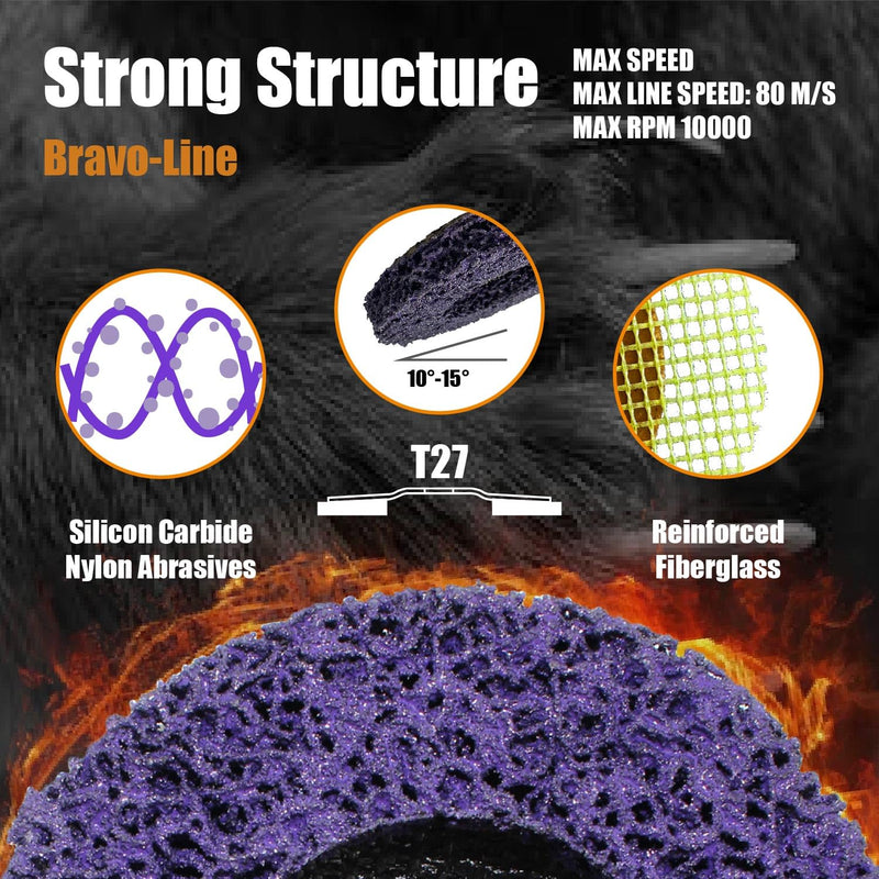 [Australia - AusPower] - Merryland Strip Disc 4.5 inch Paint Rust Remover Disc for Angle Grinder, 4.5inch Purple Strip Wheel 5 Pack, Stripping Wheel Stripper Wheel INOX Stainless Steel Iron Universal, Bravo-Line SB207114-05 Purple 5PCS 