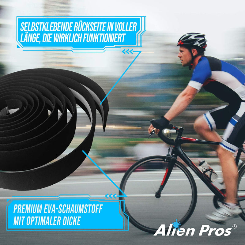 ALIEN PROS Bike Handlebar Tape EVA (Set of 2) Black - Enhance Your Bike Grip with These Bicycle Handle bar Tape - Wrap Your Bike for an Awesome Comfortable Ride (Set of 2, Black) Black - Set of 2