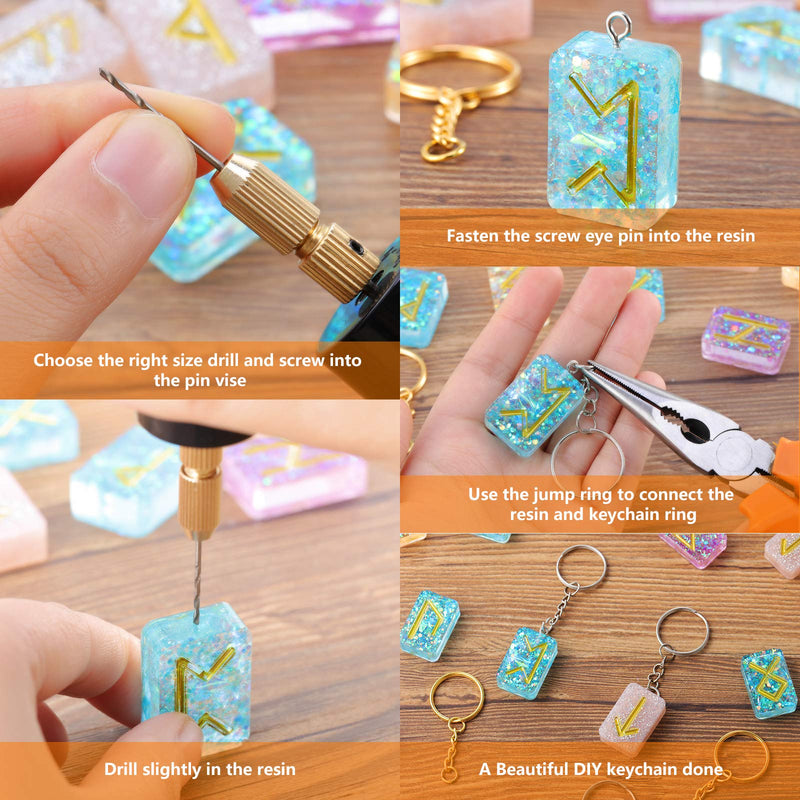 [Australia - AusPower] - Electric Hand Drill Tools Set for Resin Casting Molds, Electrical Pin Vise Kit with 8 Pieces Drill Bits (0.8 to 1.2 mm) for Resin Plastic Wood Polymer Clay Jewelry Keychain Pendant Making Supplies 
