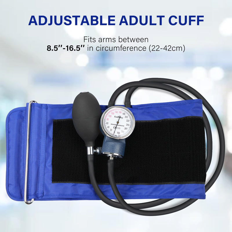 [Australia - AusPower] - LotFancy Aneroid Sphygmomanometer, Professional Manual Blood Pressure Cuff, Adult Cuff 8.5"-16.5", Calibrated BP Gauge, with Zipper Case, Blue 
