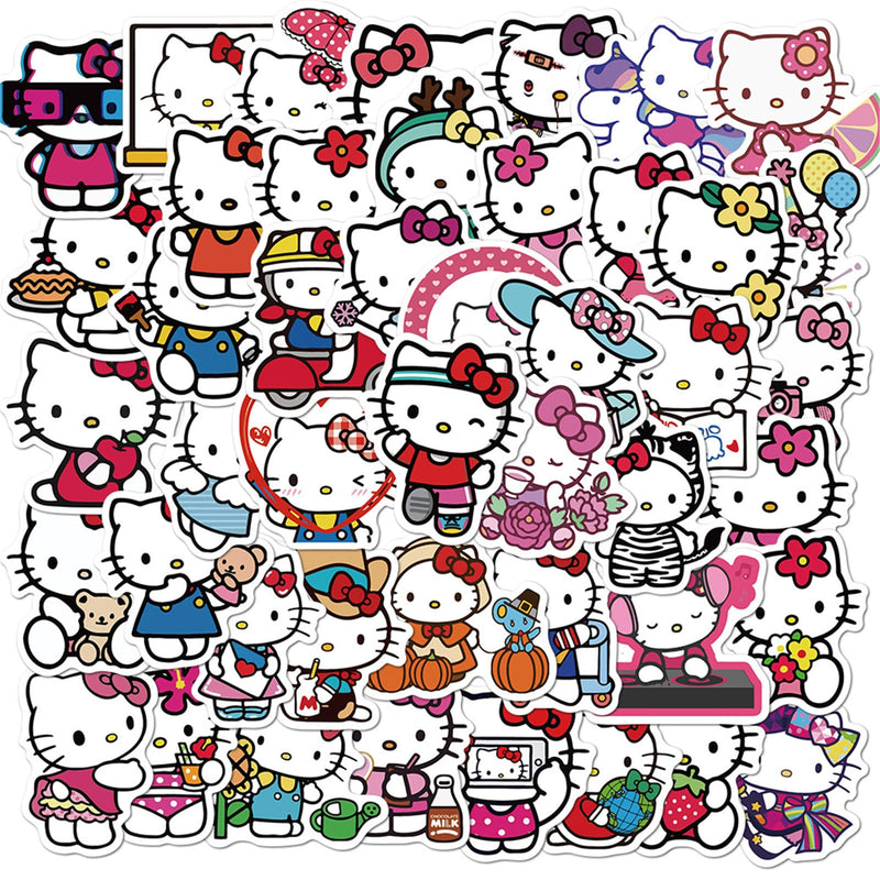 [Australia - AusPower] - 50pcs Cute Cartoon Hello Kitty Stickers for Kids Teens, Kitty White Stickers Vinyl Waterproof Stickers for Skateboard Laptop Luggage Fridge DIY Decal (Hello Kitty) 