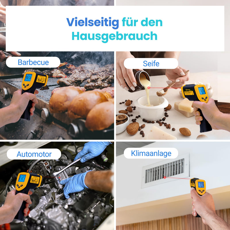 [Australia - AusPower] - Etekcity Infrared Thermometer, Temperature Meter -50°C to +450°C - Digital Laser Infrared Thermometer for Kitchen, Pizza Oven, Grill, Baking - Not for Humans - Yellow/Black -50℃~450℃ 