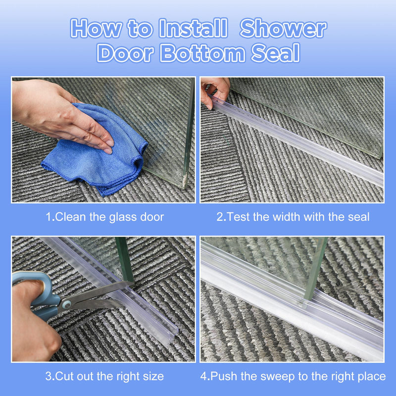 Lineshading 2 Pcs Glass Shower Door Seal Strip with Drip Rail for 1/4"(6mm) Glass, Length 27.5"/0.7m, Frameless Glassdoor Sweep Stop Shower Leaking 1/4"(6mm)