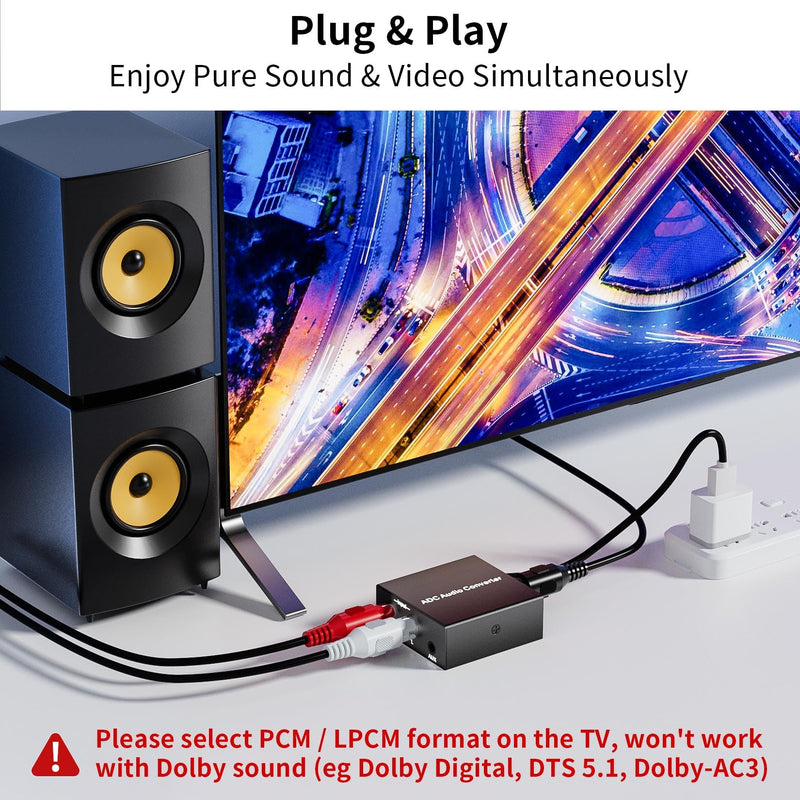 [Australia - AusPower] - Analog to Digital Audio Converter Fits for RCA to Optical Coaxial, R/L or 3.5mm Jack AUX to Digital Coaxial & Toslink SPDIF Audio Converter Adapter for PS4 Xbox HDTV DVD Amplifier Speaker Soundbar 