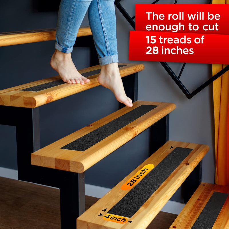 Grip Tape - Heavy Duty Anti Slip Tape for Stairs Outdoor/Indoor Waterproof 4Inch x 35Ft & Carpet Binding Tape Double Sided - 2 in / 120 Ft (40 Yards) Tape Grippers for Hardwood Floors and Area Rugs