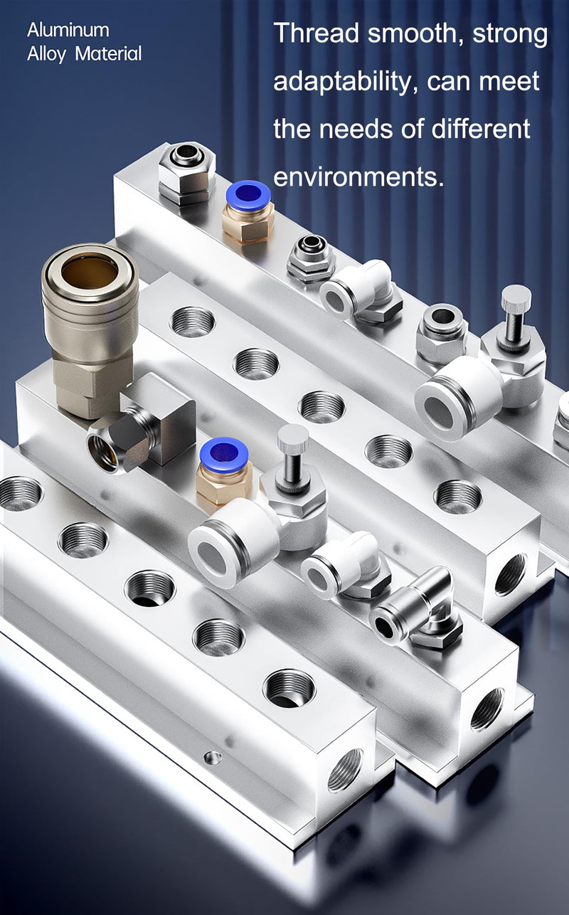[Australia - AusPower] - NACX Air Compressor Outlet, 4 Way 6 Port Pneumatic Manifold Air Distribution Block, G1/4-Inch Output Port, Aluminum Alloy 