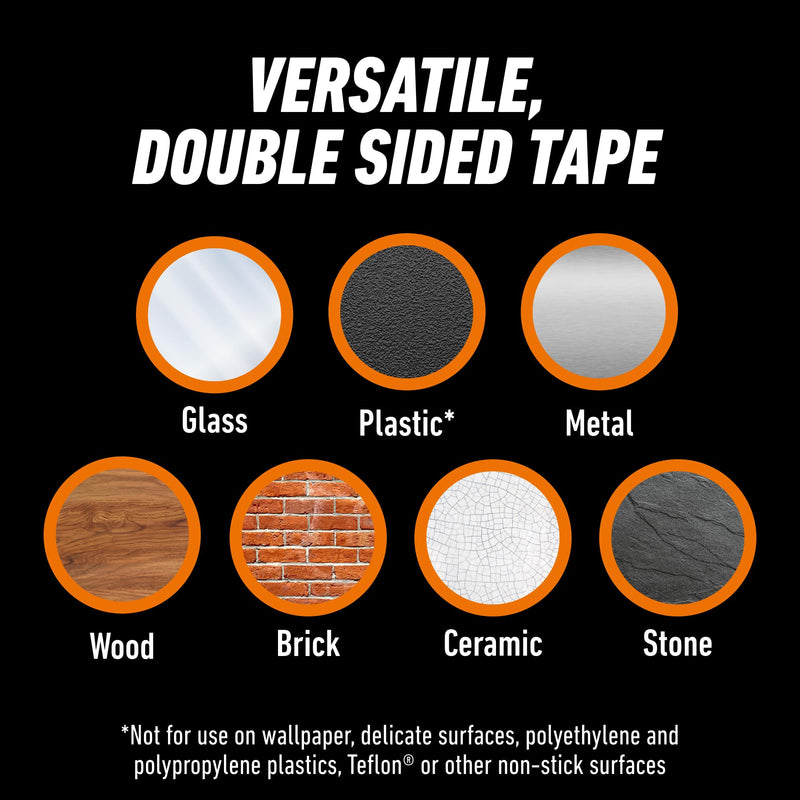 Gorilla Tough & Clear Double Sided Tape Squares, Clear Tape, 24 1" Pre-Cut Mounting Squares (Pack of 1) Pack of 1