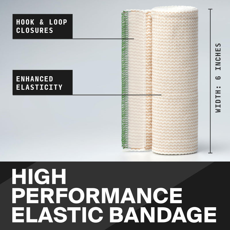 [Australia - AusPower] - High-Performance Elastic Bandage Wrap 6 Inch - Reusable Compression Bandage Wrap for Leg, Ankle, Wrist, Knee - Self Closing Design - FSA HSA Approved - 2 Pack Elastic 6in 