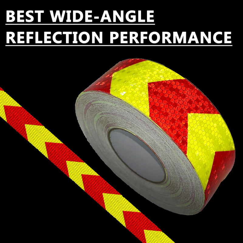 [Australia - AusPower] - 2" x 30 FT Reflective Tape Outdoor Waterproof Red & Fluorescent Yellow Reflective Tape Heavy Duty Strong Adhesive Hazard Caution Safety Warning Tape Reflector Conspicuity Tape for Trailer 2IN x 30FT 