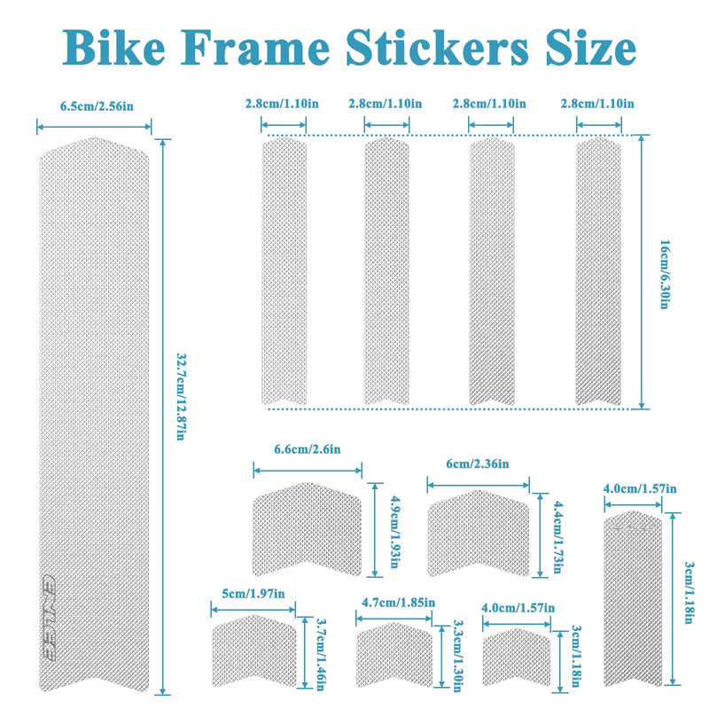 ENLEE Bike Frame Protection Tape, Non-Yellowing Transparent Bike Frame Protection Kit, Clear Honeycomb PVC Anti-Scratch Protector for MTB/Road/Gravel Bike' Top/Down Tube, Chain Guard, Fork, 11PCS Film-Transparent