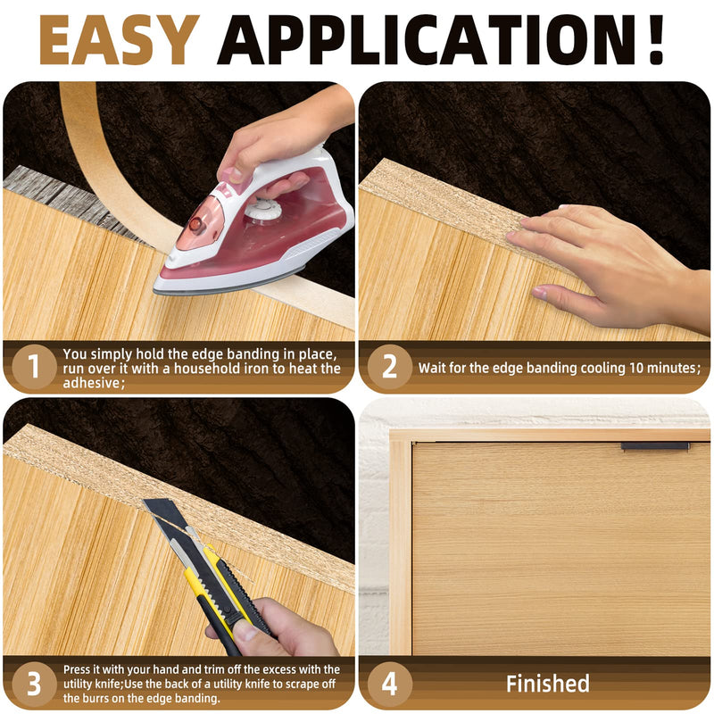 GSCIT Club Maple Edge Banding, 1/2 Inch x 50ft Pre-glued Flexible Wood Veneer Tape for Cabinet Repair and Furniture Restoration 1/2"x 50ft