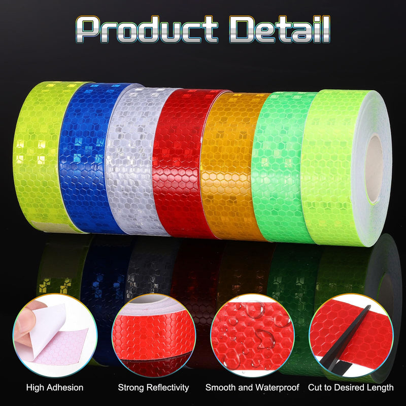 HARFINGTON 2 Rolls Reflective Tape 1" x33ft Adhesive Night Safety Warning Tapes Outdoor Bicycle Adhesive Reflector Stickers for Vehicles Trailers Trucks Bike Cars Signs, Red 1" x 33ft