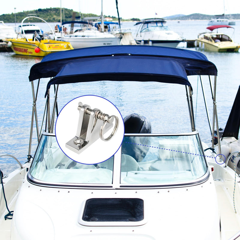 DNB Bimini Top Deck Hinge - Stainless Steel 316 - with Ring and Removable Pin - Extra Installation Screws Included 6 Packs