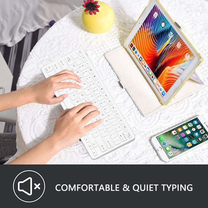 [Australia - AusPower] - TaIYanG Bluetooth Keyboard for iPad Wireless Keyboard Compatible iPad 10th/iPad 10.2(9th/8th/7th Generation),iPad Air 5th/4th, iPad Pro 11/12.9, iPad 9.7, iPad Mini and All Bluetooth Devices (White) White 