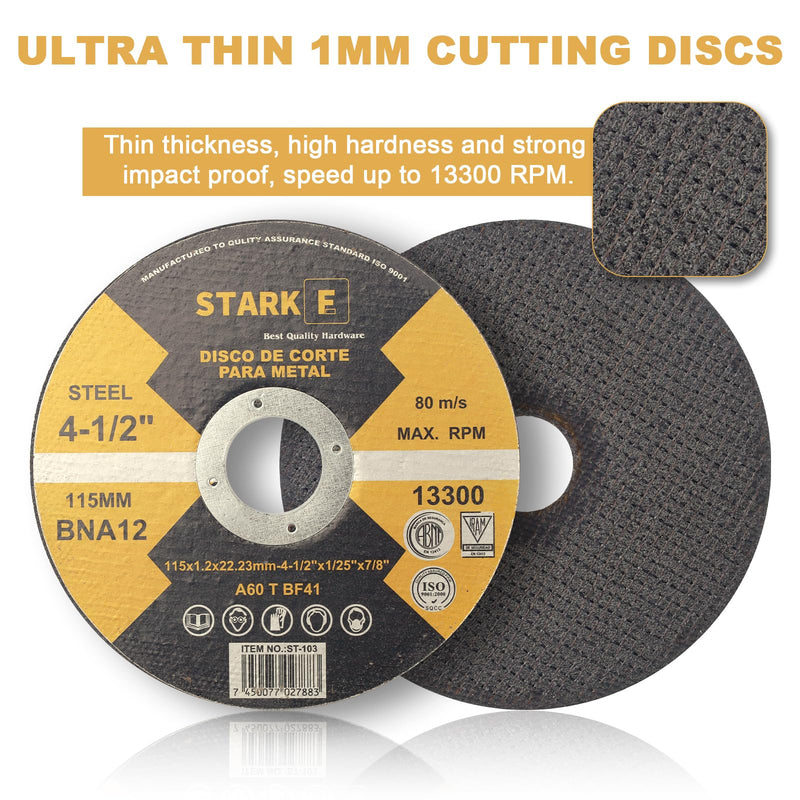 [Australia - AusPower] - Pack of 20 Extra Thin 1 mm Metal Cutting Disc, Professional 115 mm Precise Slat Discs, Fast Flap Discs for Metal Wood Steel, Universal Accessories Cutting Disc for Angle Grinders 