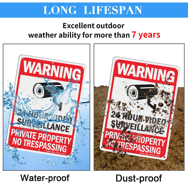 Faittoo 4 Pack No Trespassing, Private Property, Warning Signs - 10 x 7 Inches Reflective Aluminum, UV Protected, Weather Resistant, Durable Ink, Easy to Mount Red - 4 Pack