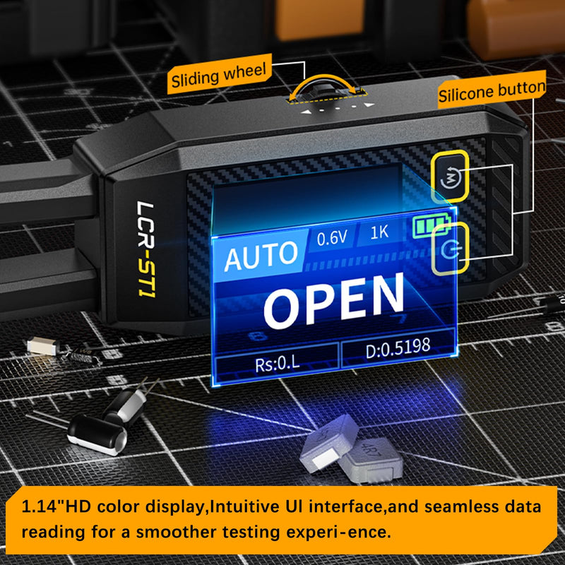 [Australia - AusPower] - LCR Meter Tester Smart Bridge Tweezer Kit LCR Digital Bridge Tester Digital Bridge Meter LCR Meter Resistance Inductance Capacity Component Test (LCR-ST1 Tweezer Bridge) 