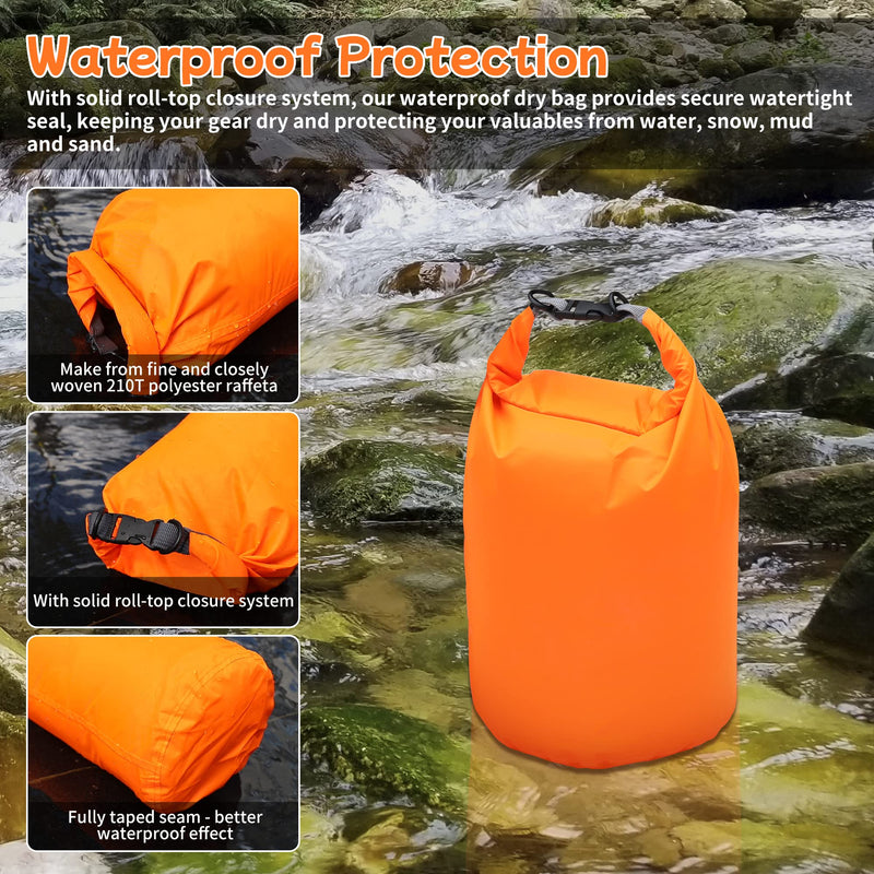 Desoto Waterproof Dry Bag 2 packs, 2L/5L/10L/20L/40L/70L Dry Sack Lightweight Portable, Dry Storage Bag to Keep Gear Dry Clean for Kayaking, Gym, Hiking, Swimming, Camping Blue 70L