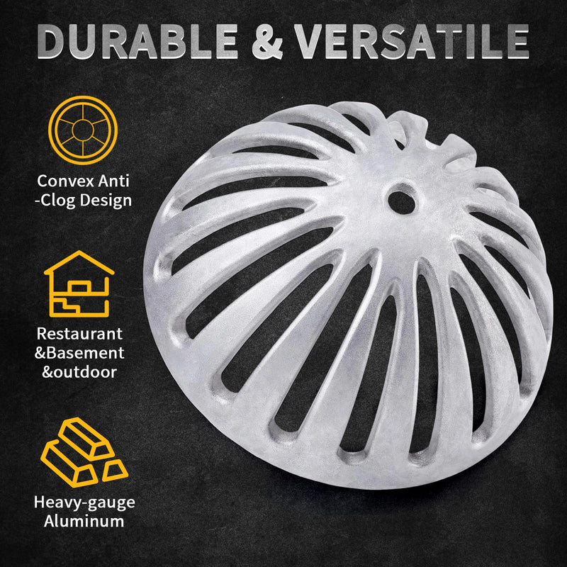 Aluminum Floor Drain Cover, Heavy Duty Dome Cover 5-1/2" (3pc) | Commercial Floor Drain Strainer, Preventing Leaves from Clogging the Drain,Fits Restaurant/Home/Garden,Drainage,Resists Rust Gray*3