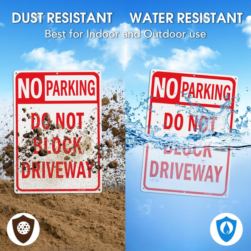 [Australia - AusPower] - T&R Large No Parking Sign Do Not Block Driveway Sign - 14 x 10 Inches Rust Free .040 Aluminum Reflective - UV Protected, Waterproof and Fade Resistant - 6 Pre-drilled Holes RED -14" x 10" - 1 Pack 